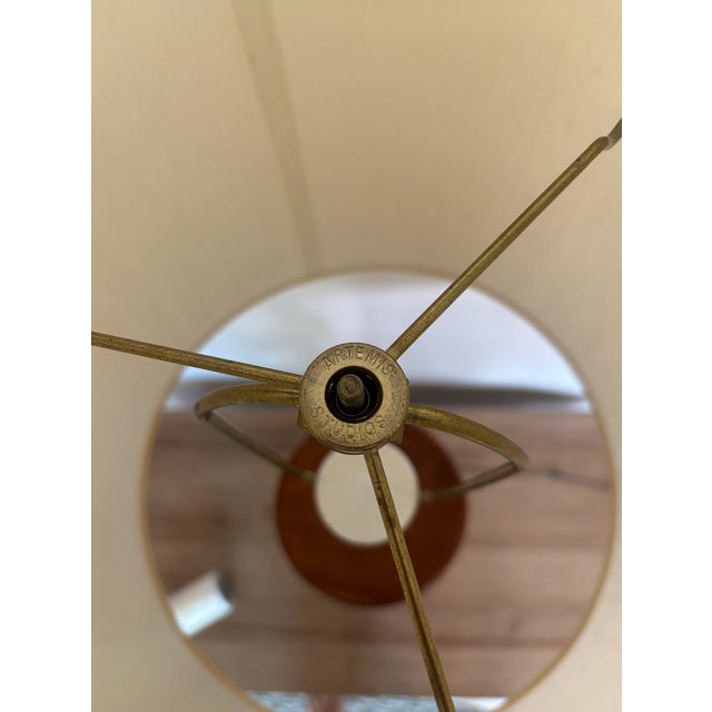 Mid-Century Modern Modeline Style Wavy Sculptural Walnut Ribbon Table Lamp With Drum Shade For Sale In Charleston - Image 6 of 12