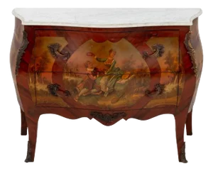 Louis XV Style Painted Kingwood Bombe Commode