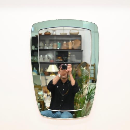 Vintage Rectangular Turquoise Beveled Mirror by Cristal Art, Italy, 1960s For Sale - Image 3 of 16