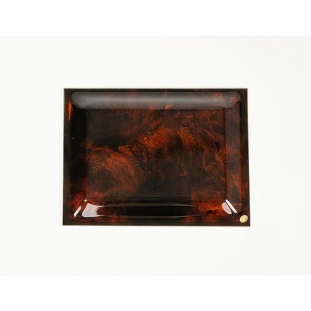 Serving Tray in Faux Tortoiseshell and Brass in the style of Christian Dior Style, Italy, 1970s For Sale - Image 11 of 13