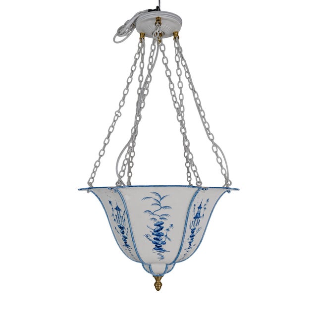 This unique vintage Chinoiserie metal chandelier perfectly blends Eastern classical charm with European classical lighting...