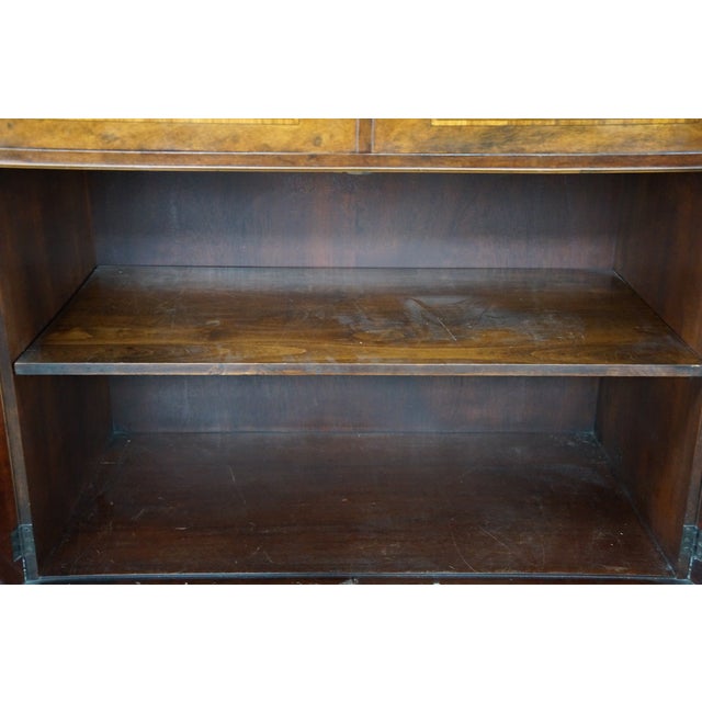 Mid Century Baker Georgian Mahogany Breakfront Bookcase Cabinet Bubble Glass, Attributed For Sale - Image 14 of 18