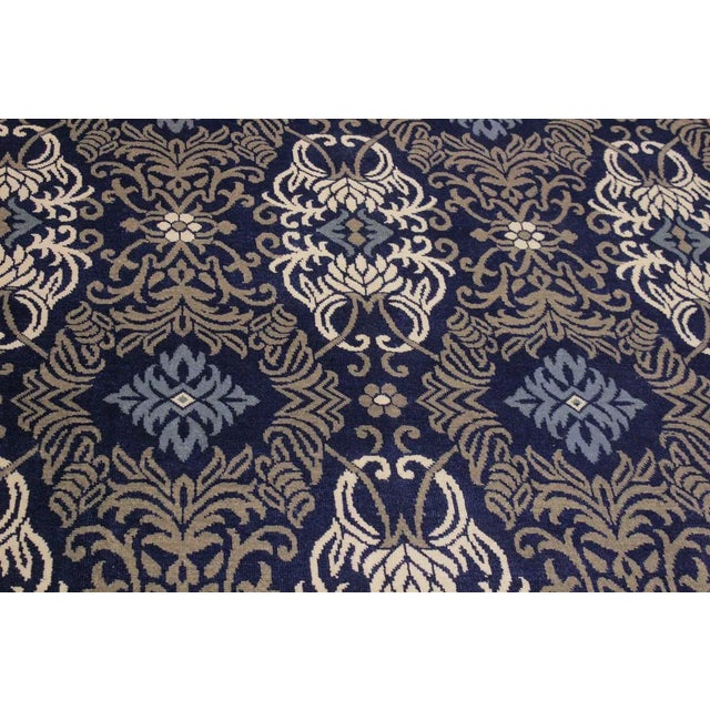 Textile 1990s Shabby Chic Modern Blue/Gray Wool & Viscouse Rug - 8'0 X 10'0 For Sale - Image 7 of 8
