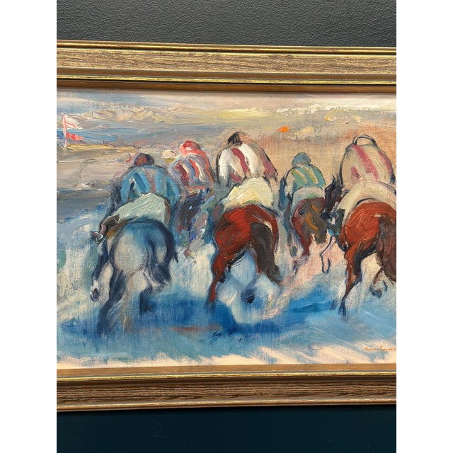 Richard Ingelsson, Jockeys, 1975, Oil on Canvas, Framed For Sale - Image 13 of 18