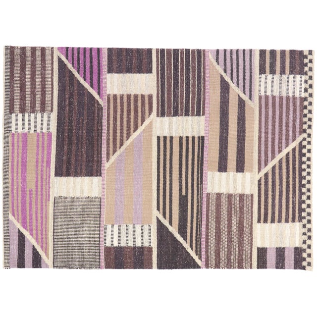 Purple Swedish Marianne Richter Style Kilim Rug - 06'04 X 08'10 For Sale - Image 8 of 10