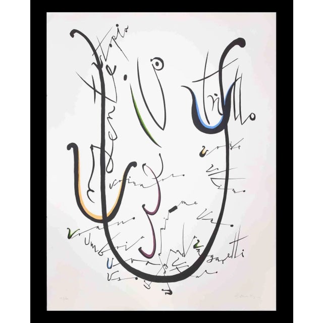 Letter U from the Alphabet series is an original lithograph realized by Rafael Alberti in 1972. Hand-signed. Numbered....