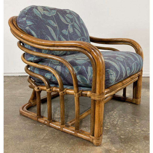 Brown Jordan Rattan Lounge Club Chair and Ottoman Chairish