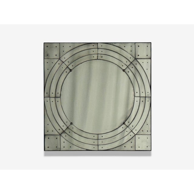 Art Deco Art Deco Style, Antique Glass, Painted Wood, Square Venetian Wall Mirror For Sale - Image 3 of 10