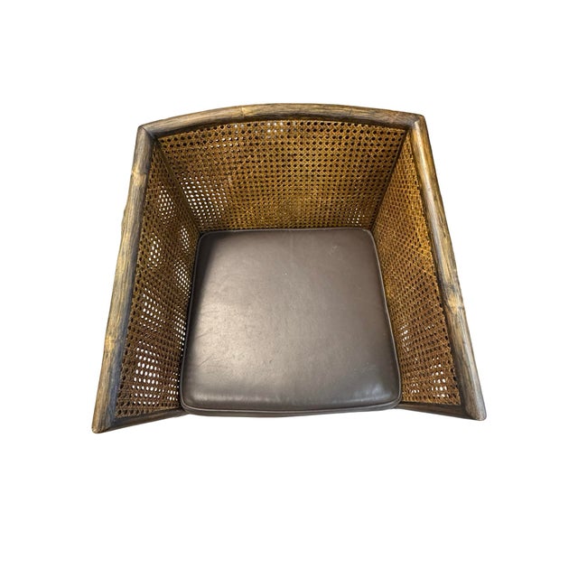 McGuire Pair of Authentic McGuire Rattan & Cane Barrel Lounge Chairs With Labels For Sale - Image 4 of 10