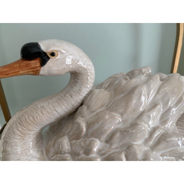 Transitional Vintage Large Ceramic Swan For Sale - Image 3 of 10