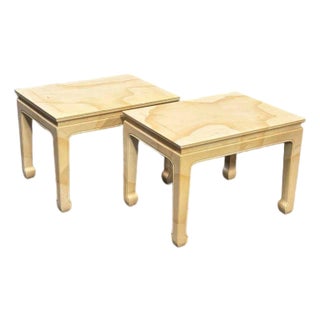 Henredon Mid Century Goatskin Side Tables - Pair For Sale