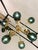 Metal Italian Gold Chandelier Sputnik in Murano Glass Style Green "Balloton" For Sale - Image 7 of 9