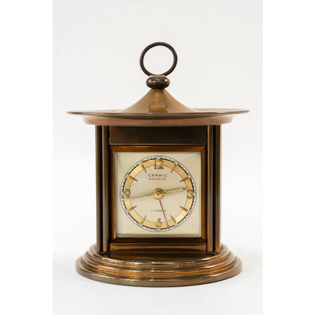 Swiss watch table clock carmic geneve 7 jewels around 1950s Original condition