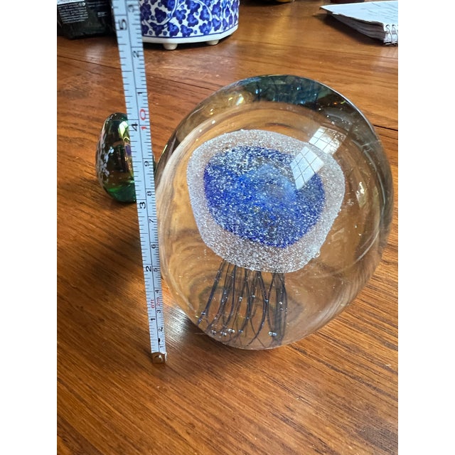 Trio of Blue Glass Vintage Paperweights For Sale - Image 10 of 10