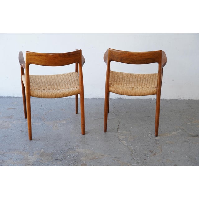 J.L. Møllers Møbelfabrik 1960s Set of 6 Danish Modern Niels Otto Møller Rosewood Dining Chairs Models 57 & 77 For Sale - Image 4 of 18