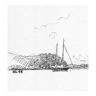 1978 Hayward Cirker Harbor Scene With Sailboat For Sale