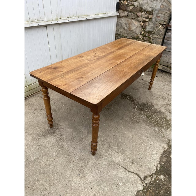 Oak Farmhouse Dining Table with Drawer, 1950s For Sale - Image 15 of 18