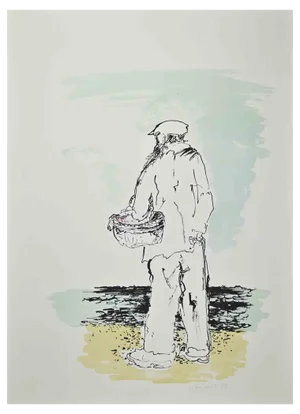 Giovanni Omiccioli, The Fisherman, Lithograph, 1975