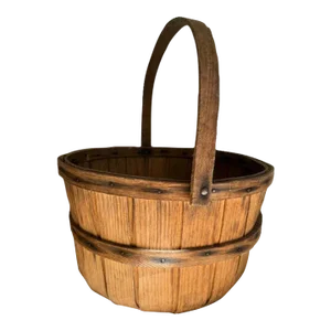 Early 1900s Bent Oak Splint Apple Gathering Basket