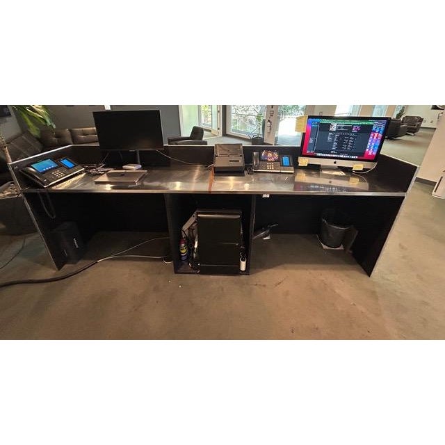 Custom built ,Aviator metal style reception desk, could also be used as a Chic Bar. 118" L x 24" deep x 43" high, great...