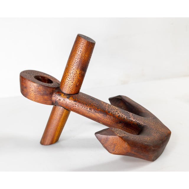 We are selling this great primitive Tramp art or Folk art carved anchor. The anchor is carved from what looks like cherry...