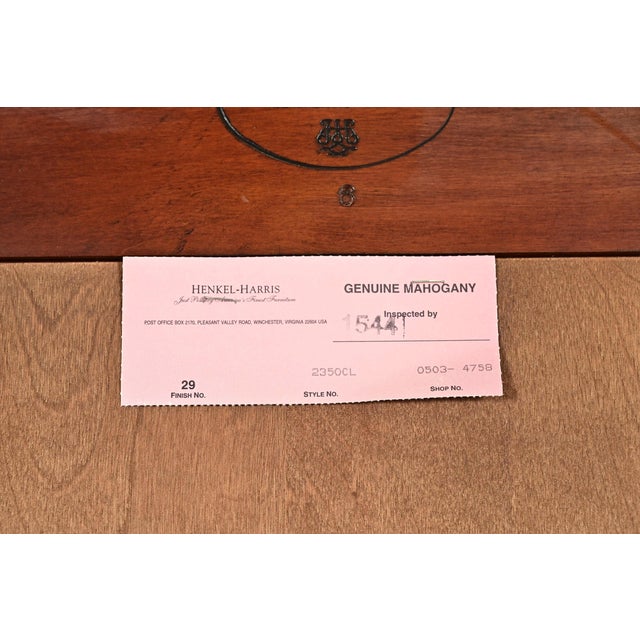 Henkel Harris Georgian Carved Flame Mahogany Lighted Breakfront Bookcase Cabinet For Sale - Image 16 of 17