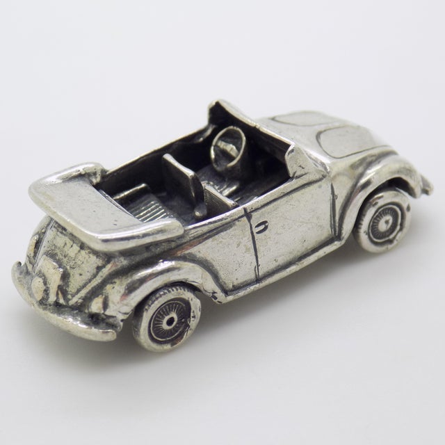 Vintage Italian Handmade Silver Cabrio Convertible Car Figurine, 1970s For Sale - Image 6 of 13