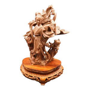 1980s GuanYin Goddess of Mercy Goldstone Aventurine Glass Statue Figurine Kuan-Shi Yin