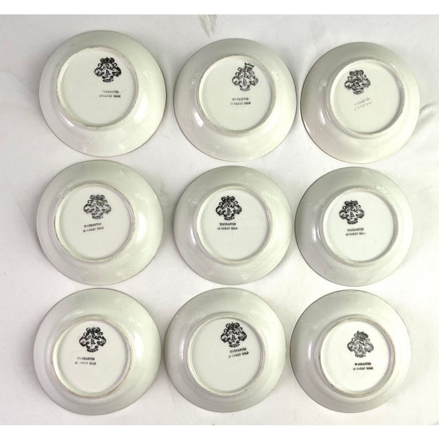 Late 19th Century Royal Bayreuth -Antique Porcelain Berry Bowls, 18 Karat Gold Rim Detailing-Set of Nine For Sale - Image 5 of 6