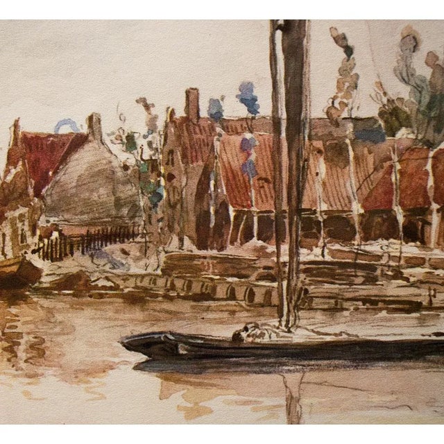 1959 After Johan Jongkind "Dutch Harbor", Vintage Hungarian Full-Color Print For Sale - Image 10 of 13