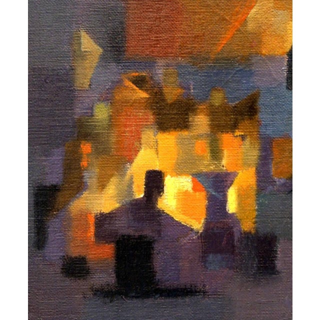 Mid-Century Modern A Dramatic Mid-Century City Nocturne by Notable Artist Andre Delfau For Sale - Image 3 of 4