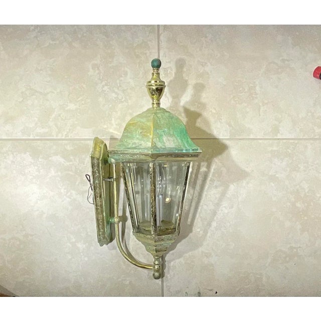 Single Wall Hanging Solid Brass Lantern For Sale In Miami - Image 6 of 12