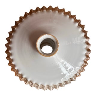 Early 20th Century French Hand-Blown Opaline Glass Pendant Shade W/ Scalloped Edge For Sale