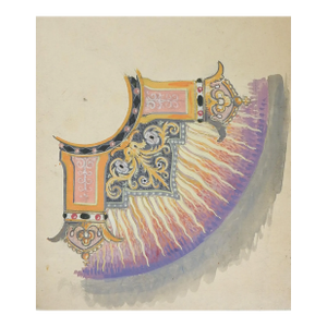 Mid 20th Century Oswald Fell Vintage Decorative Mural Study Painting