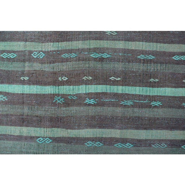Textile Vintage Turkish Kilim Rug With Brown and Turquoise Accents For Sale - Image 7 of 10