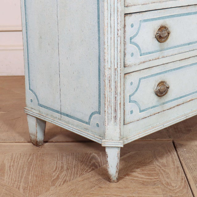 Blue Dutch Painted Commode in Oak For Sale - Image 8 of 13