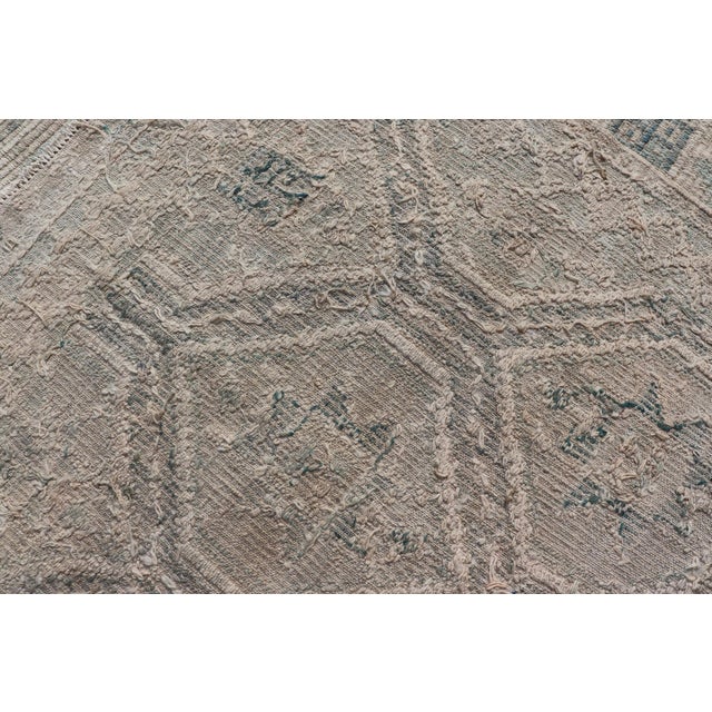 Vintage Turkish Embroidered Rug With Geometric Diamond Design in Green, 6'5 X 10 For Sale - Image 11 of 11