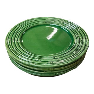 Bordallo Pinheiro Bamboo Motif Dinner Plates- Set of 4 For Sale