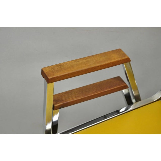 Mid 20th Century Vintage Nightingale Mid Century Modern Chrome & Yellow Vinyl Stacking Chair Pair For Sale - Image 5 of 15