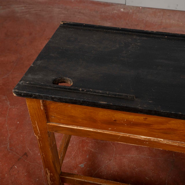 Solid Wood Slanted Student Desk with Pen Holder For Sale - Image 16 of 18