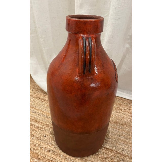 Rustic European Vintage Mediterranean French Olive Oil Two Handle Pottery Jug Jar 18'' For Sale - Image 3 of 8