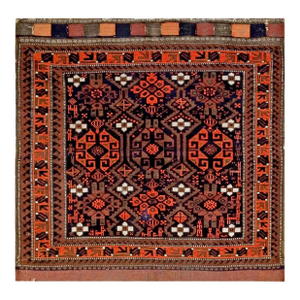1890s Brown Geoemtric Tribal Antique Persian Baluch-Turkman Bag-Face Rug 2'7" X 2'8" Handknotted Wool Carpet