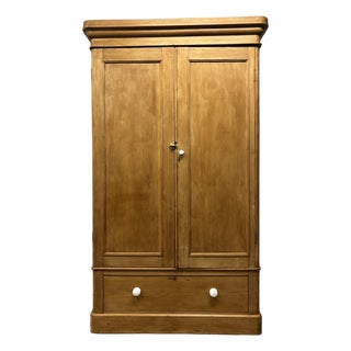 19th Century English Pine Wardrobe For Sale