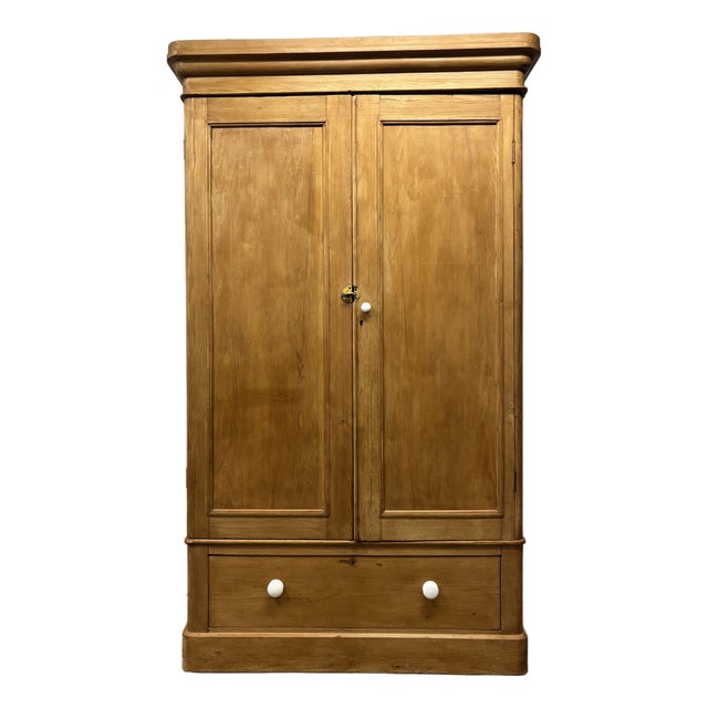 19th Century English Pine Wardrobe For Sale