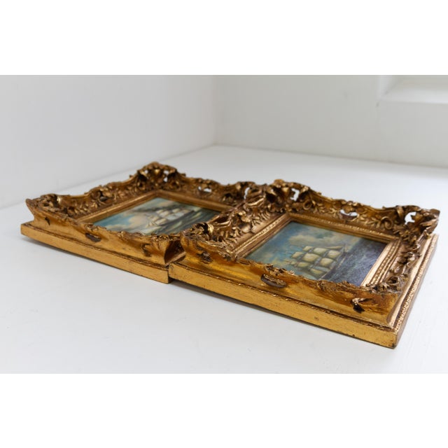 Sailing Ships, 20th Century, Oil Paintings, Framed, Set of 2 For Sale - Image 3 of 18