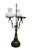 Vintage three light brass student / library / reading lamp featuring a scrolled Victorian design with milk glass shades....