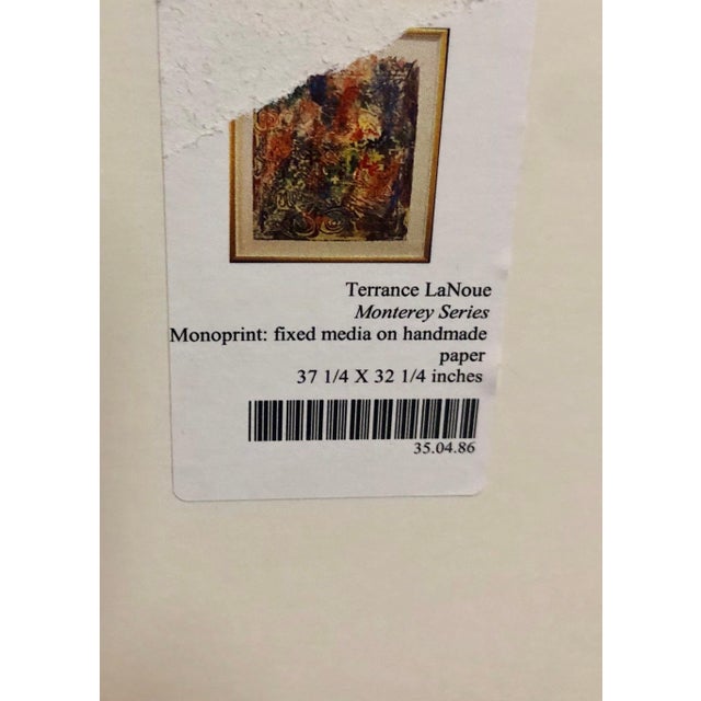 1980s Terence La Noue, Large Abstract Modernist Monterey Series Mixed Media Monotype Colorful Painting, 1984 For Sale - Image 5 of 11