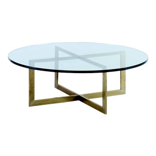 Nest Small Round Cocktail Table with Glass Top For Sale