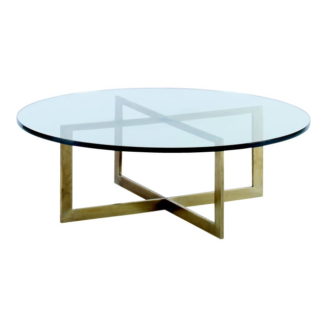 Nest Small Round Cocktail Table with Glass Top For Sale