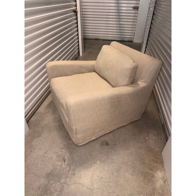 Restoration Hardware Restoration Hardware - Belgian Slipcovered Track Arm Chair For Sale - Image 4 of 8
